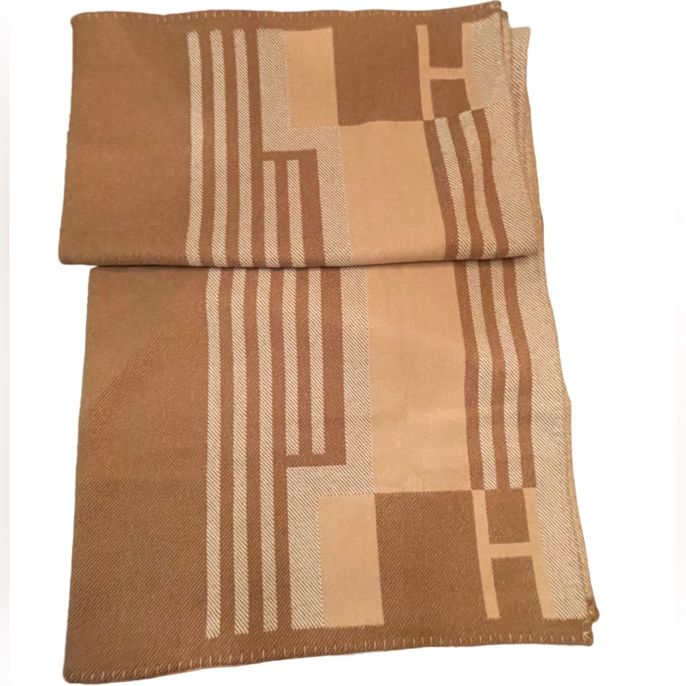 Hermes Blanket New With No Flaws Wool/Cashmere Beige/Camel